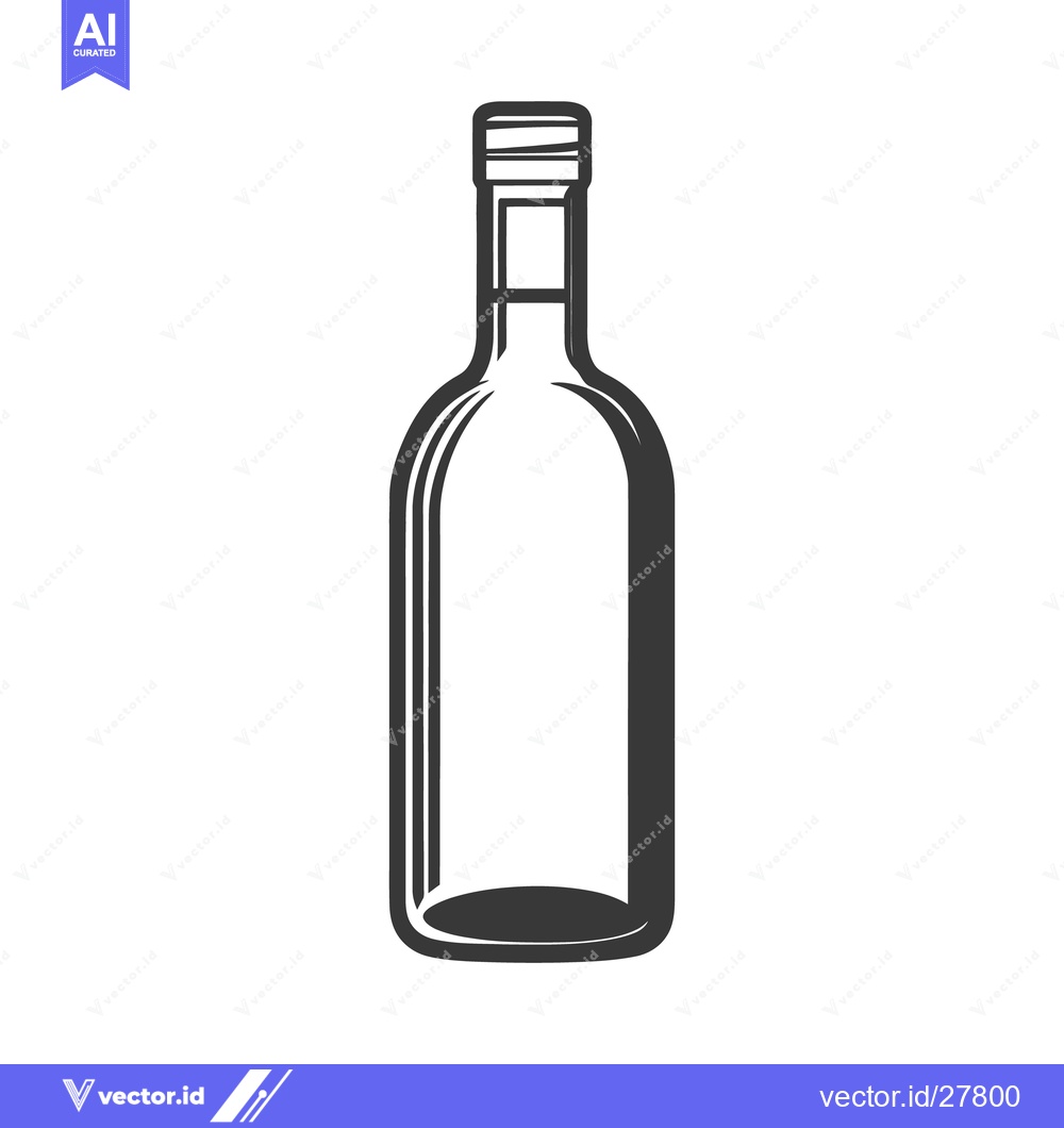 Premium Vector dari A simple illustration of a tall glass bottle with a closed cap