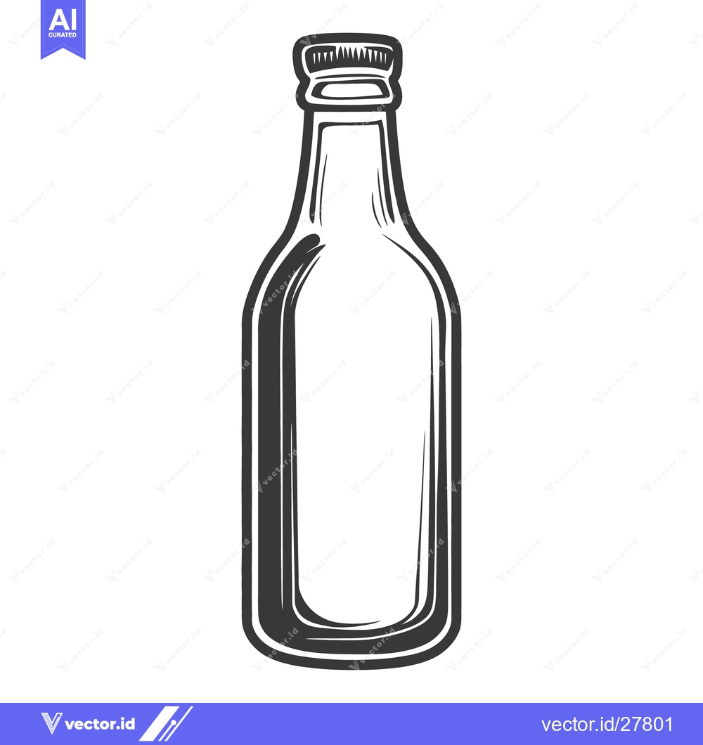 Premium Vector of A detailed monochrome illustration depicting a bottle with a cap