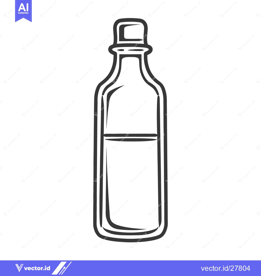 Premium Vector dari A simple line art drawing of a glass bottle with a cap