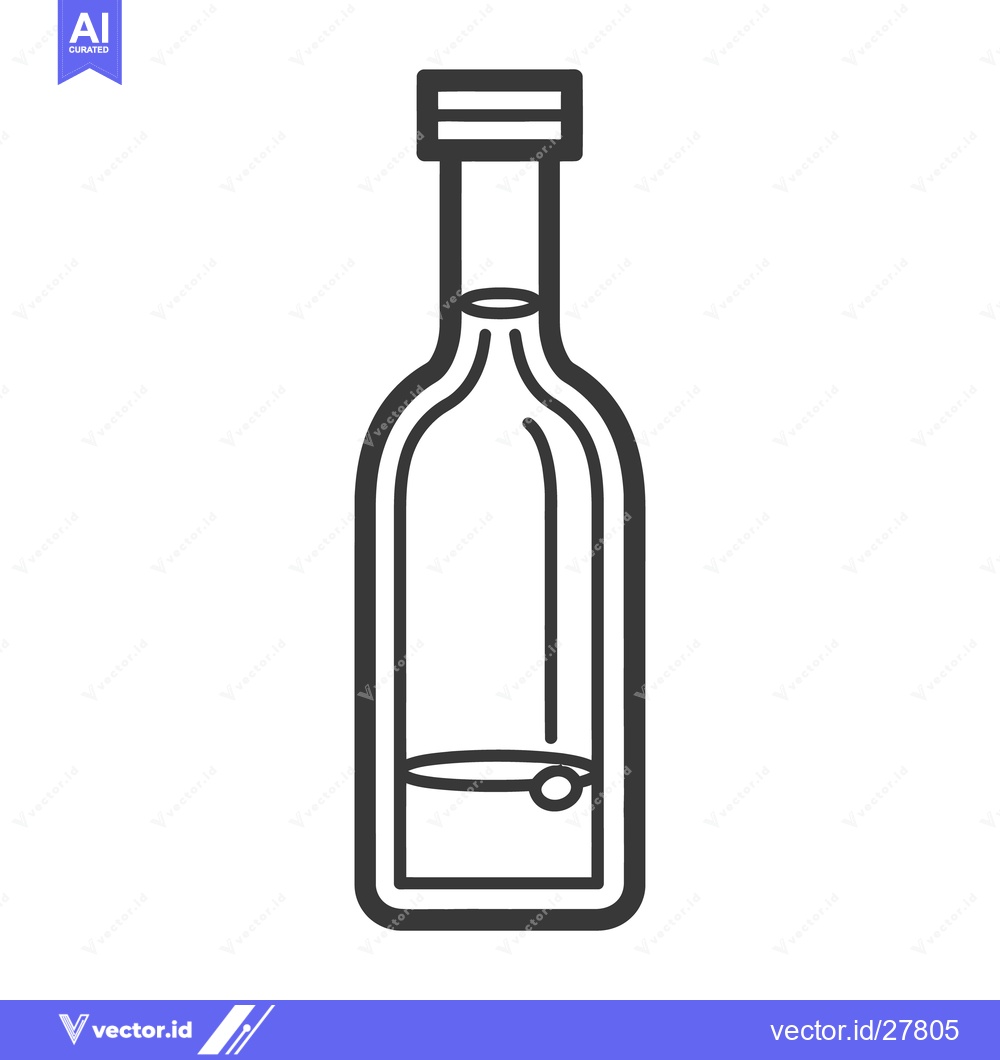 Premium Vector dari A simple outlined illustration of a sealed liquor or beverage bottle