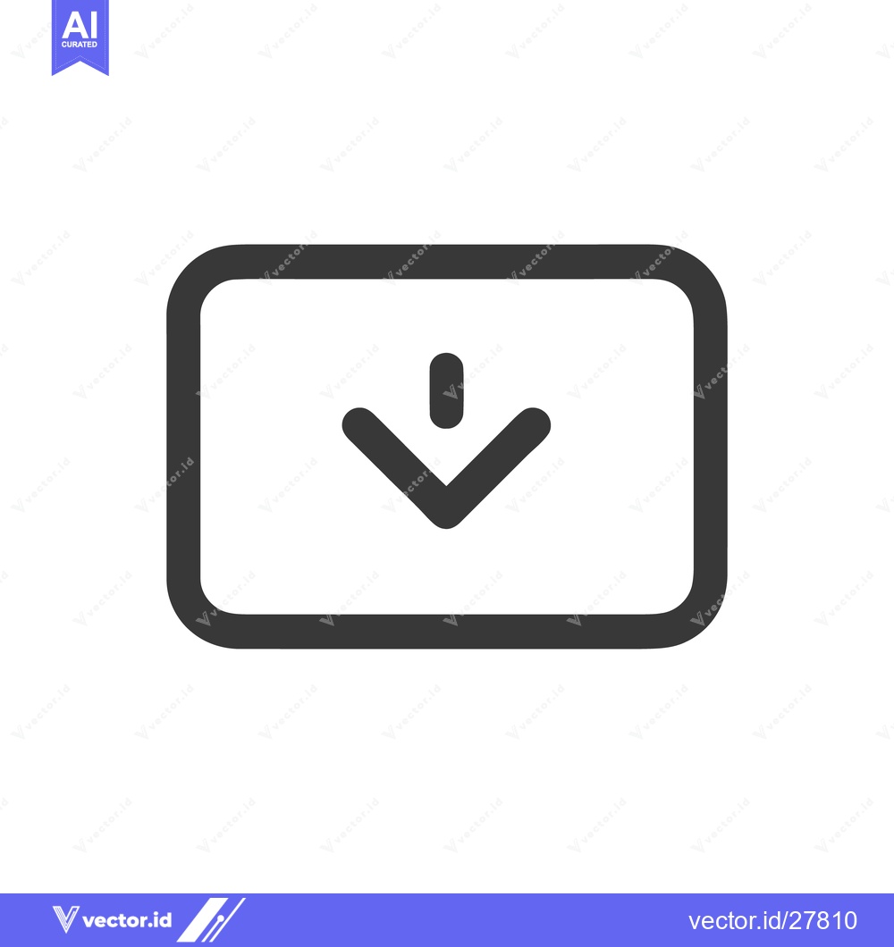 Premium Vector dari Simple Dark Grey Download Icon in Rounded Rectangle Frame