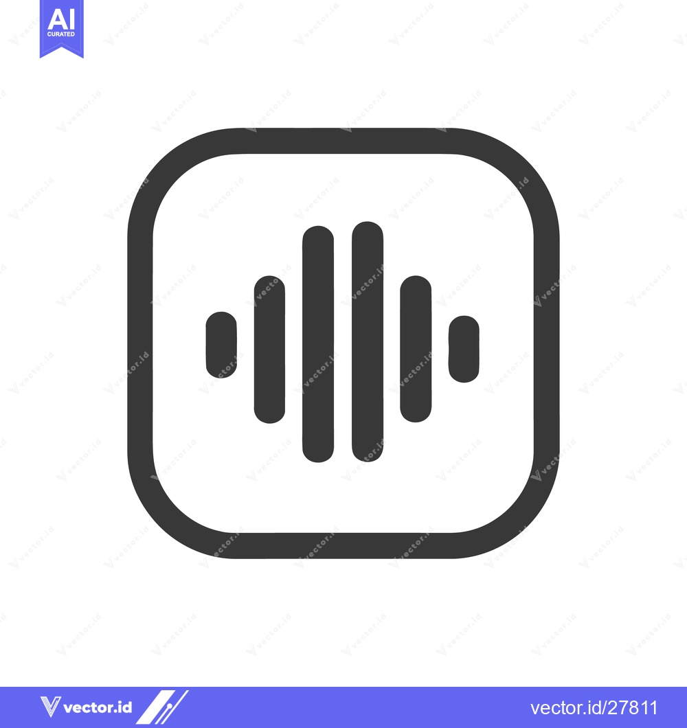 Premium Vector of Minimalist Sound Wave Icon in Rounded Square Frame, Dark Gray on White