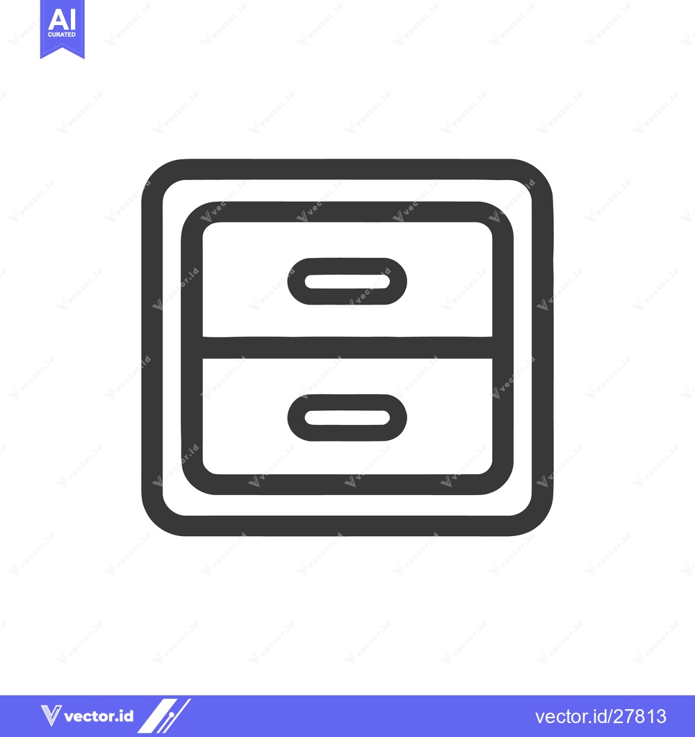 Premium Vector dari Minimalist Filing Cabinet Icon with Two Drawers and Rounded Edges