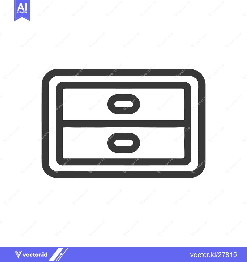 Premium Vector dari Minimalist Two-Drawer Chest Icon with Rounded Edges and Oval Pulls