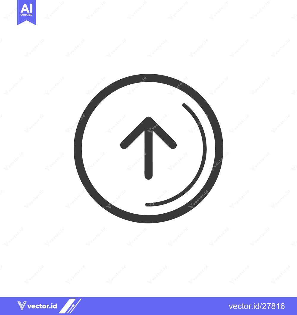 Premium Vector of Minimalist Up Arrow Icon in Circle, Clean Design on White Background