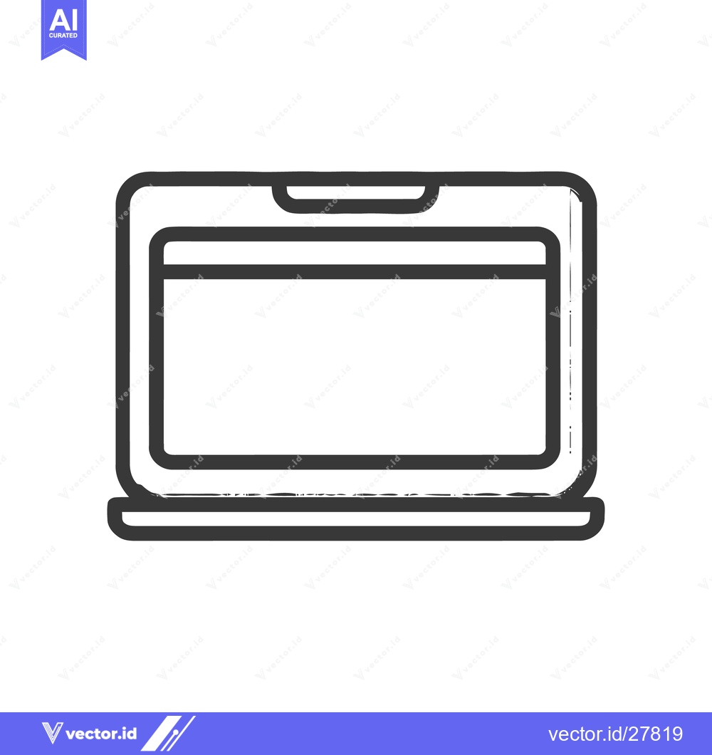 Premium Vector of Minimalist Laptop Icon with Rough Edges, Isolated on White Background