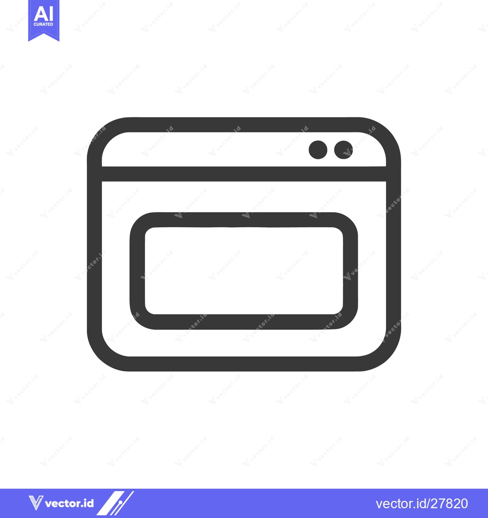 Premium Vector dari Browser Window Icon: Minimalist Design with Rounded Corners and Two Do