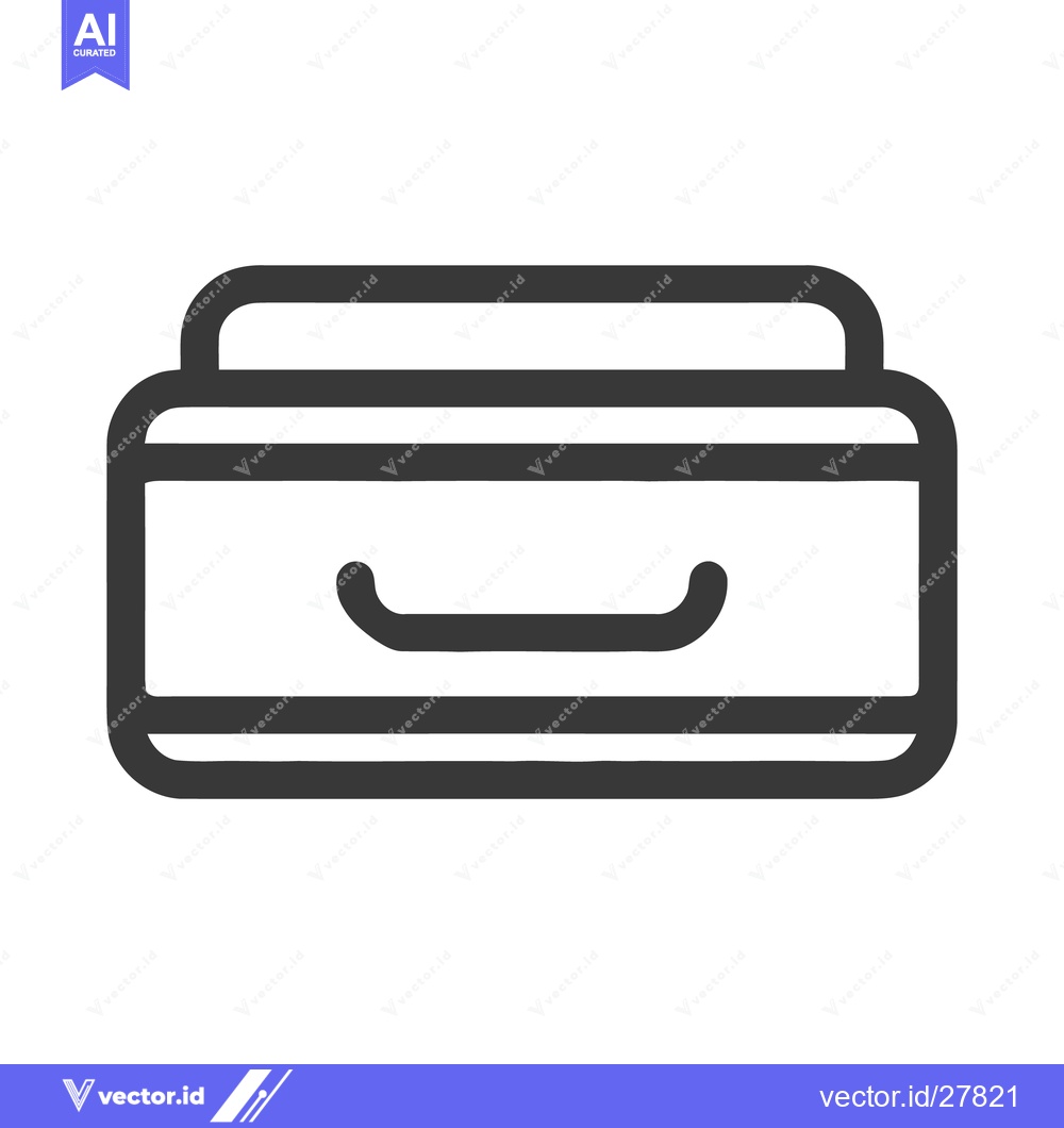 Premium Vector of Minimalist Drawer Icon: Bold Outline on White Background, Storage Symb