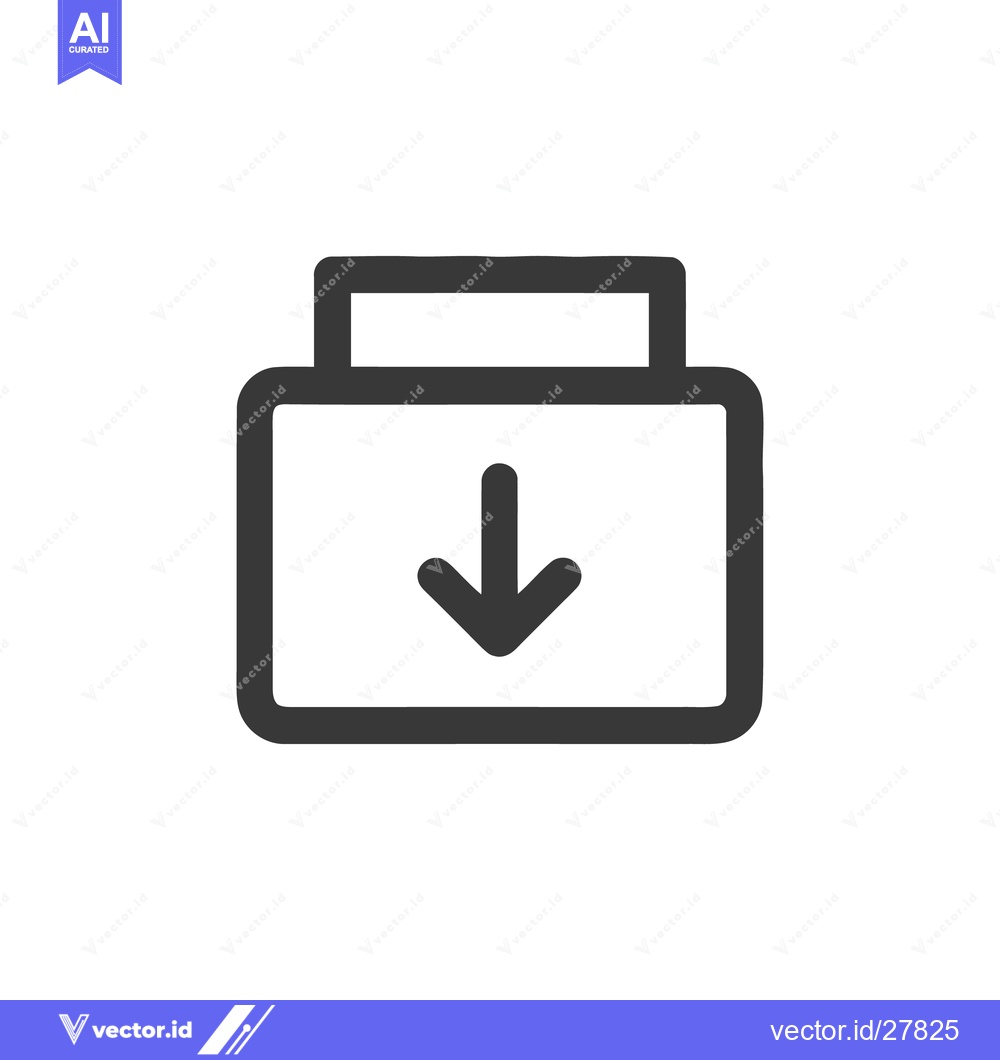Premium Vector of Download Icon: Simple, Bold Arrow Symbol for Data Transfer and File Sa