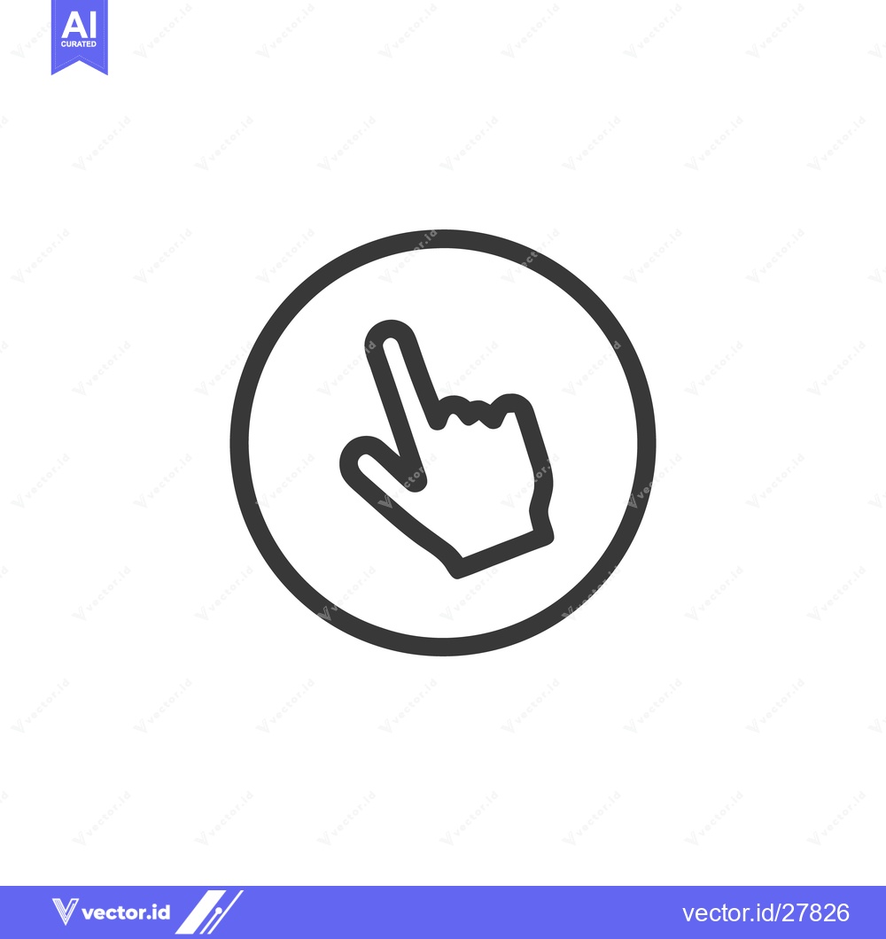 Premium Vector dari Finger Tap Icon: Minimalist Design in Circular Frame, Black and White