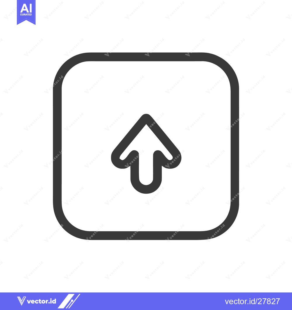 Premium Vector dari Minimalist Up Arrow Icon in Rounded Square Frame, Gray on White Backgr