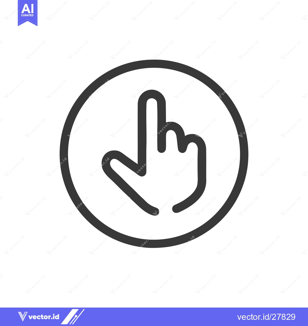 Premium Vector dari Touch Icon: Finger Pointing Up in Circle, Minimalist Design, Black and