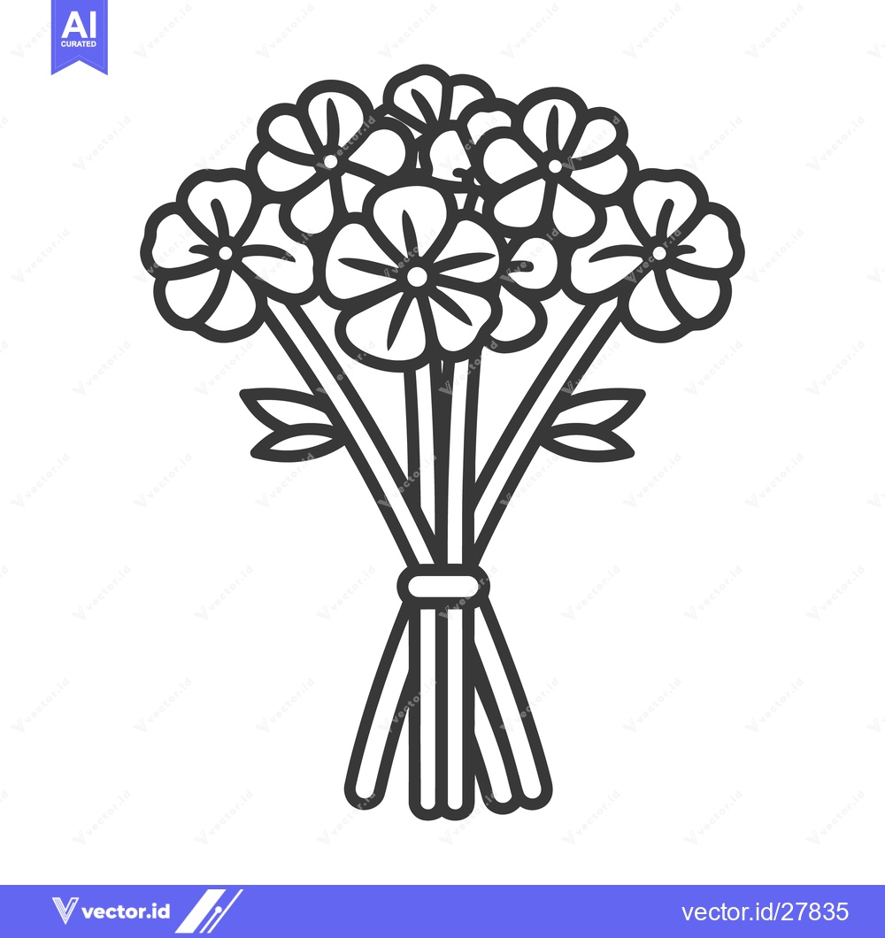 Premium Vector dari A Line Drawing of Flowers Tied Together As a Bouquet