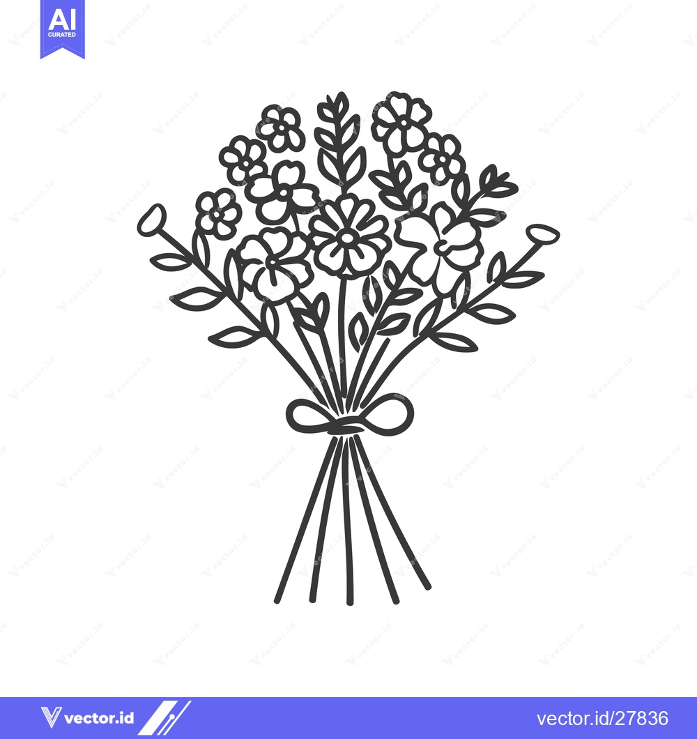Premium Vector dari An Elegant Illustration Depicting a Bouquet of Diverse Blossoms
