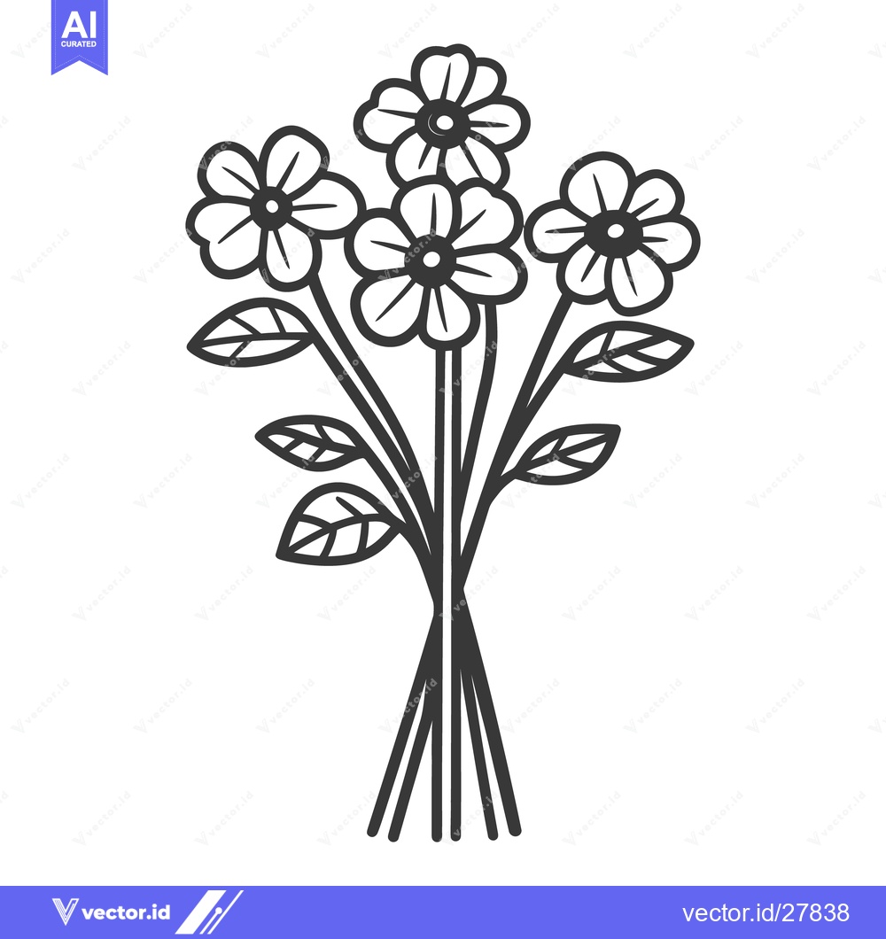 Premium Vector dari A Simple Monochrome Image of a Floral Bouquet Arrangement