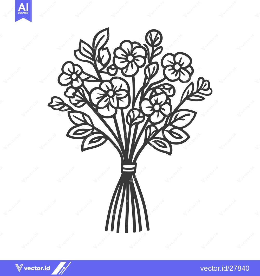 Premium Vector of A delicate drawing of a tied bouquet of lovely blossoms