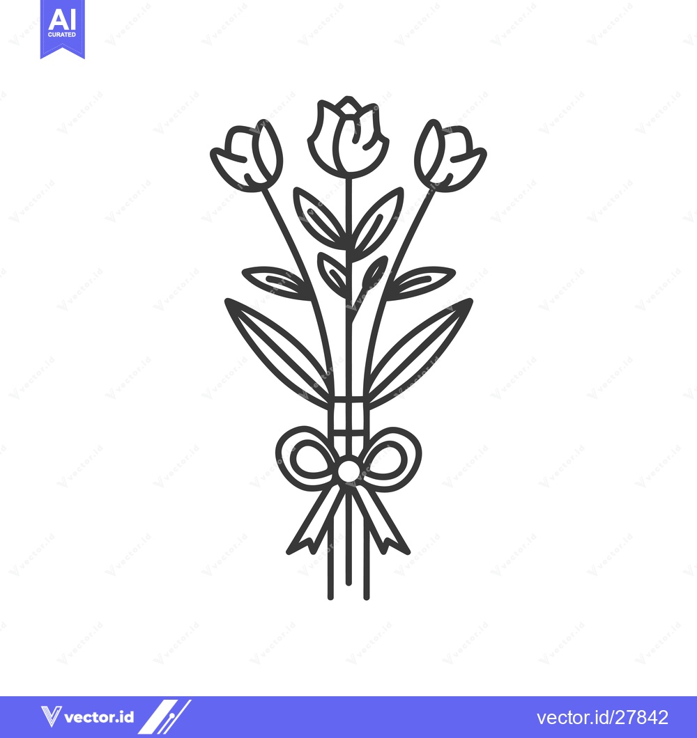 Premium Vector dari Bouquet of Flowers with a Bow