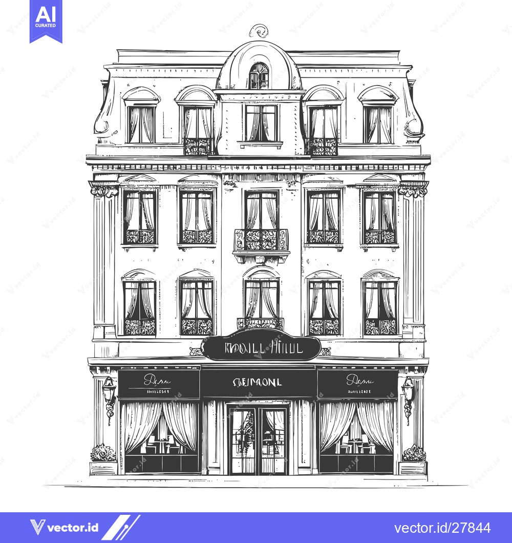 Premium Vector dari Elegant European Style Hotel Building Architectural Drawing