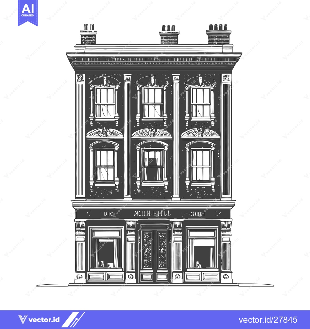 Premium Vector of Elegant Three Story Building Architectural Drawing