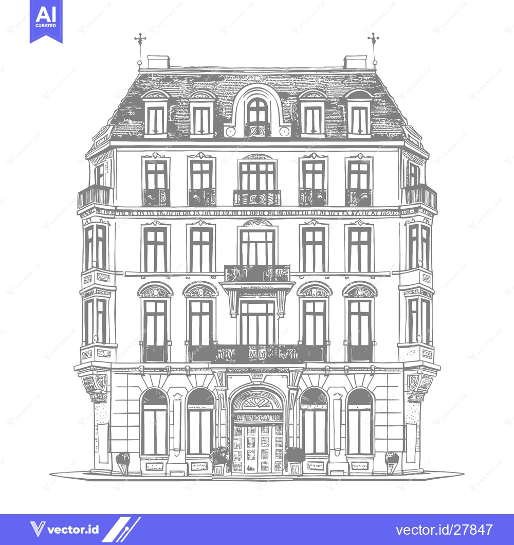 Premium Vector dari Elegant European Style Building Architectural Sketch