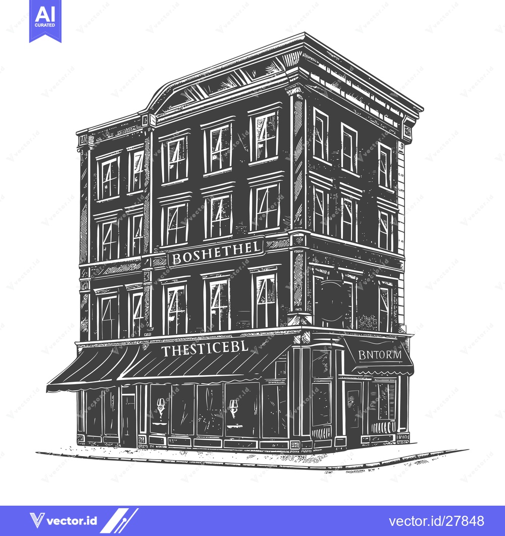 Premium Vector dari A Detailed Illustration Of A Classic Corner Building