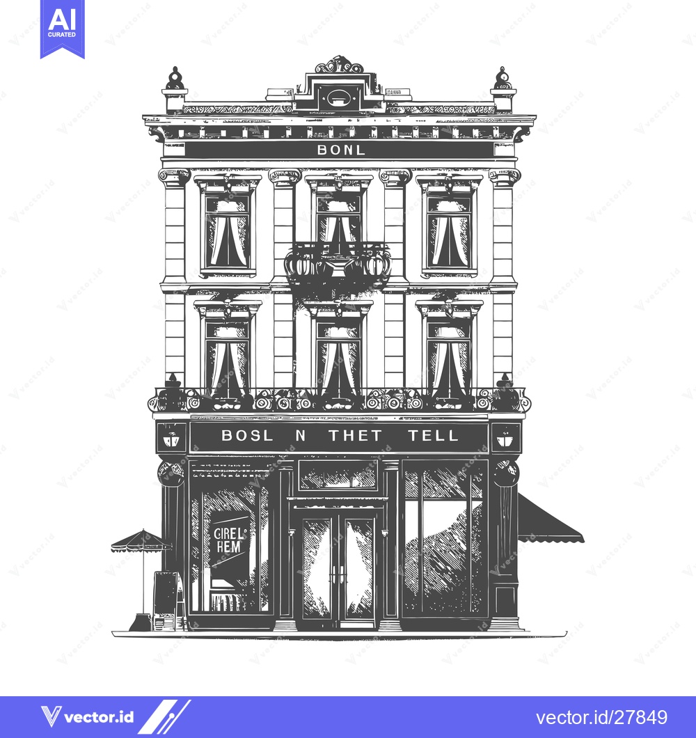 Premium Vector of Elegant European style building architectural sketch