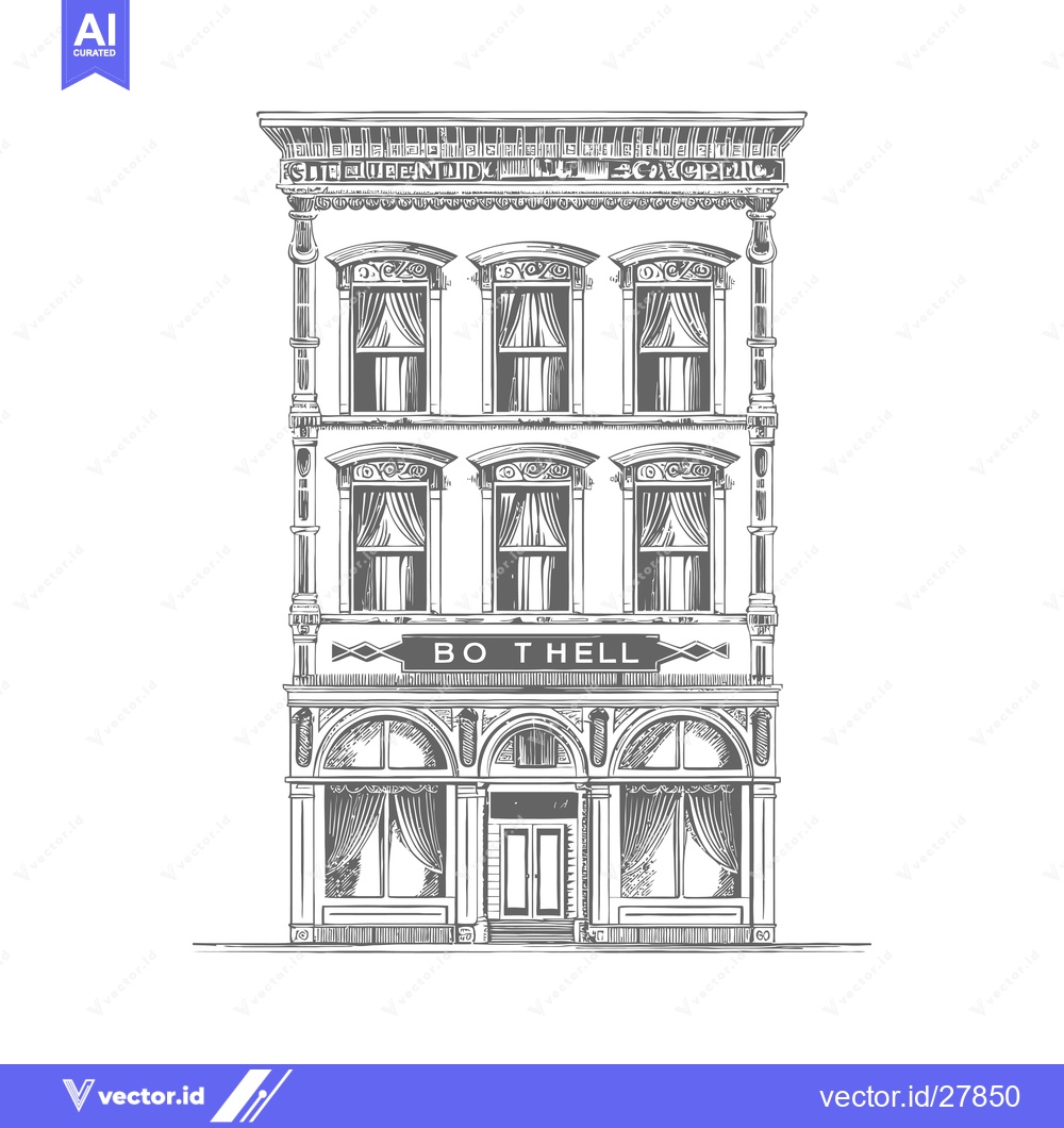 Premium Vector dari Elegant Three Story Building Architectural Sketch