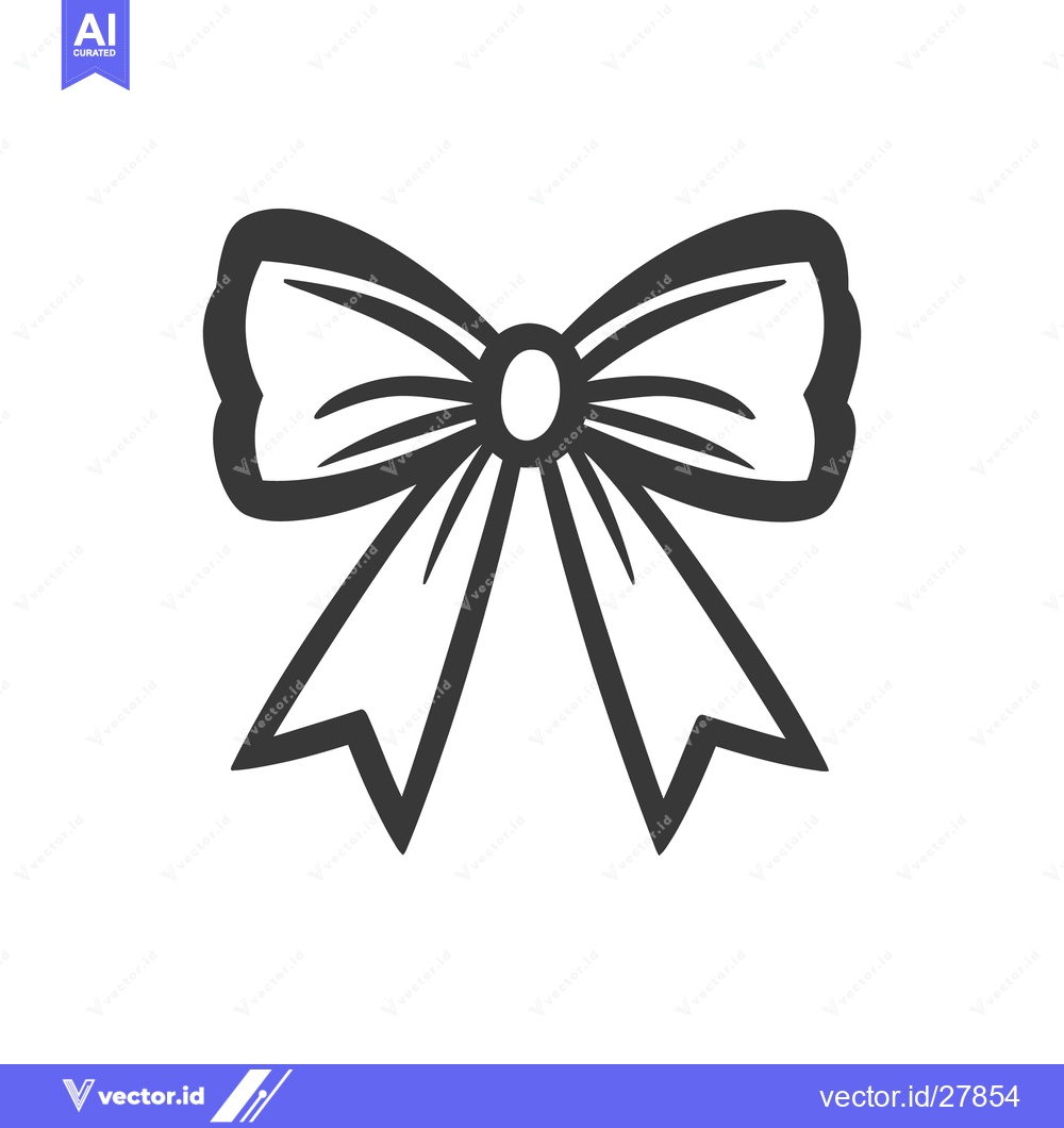 Premium Vector dari A grayscale illustration of an ornate bow and ribbon design