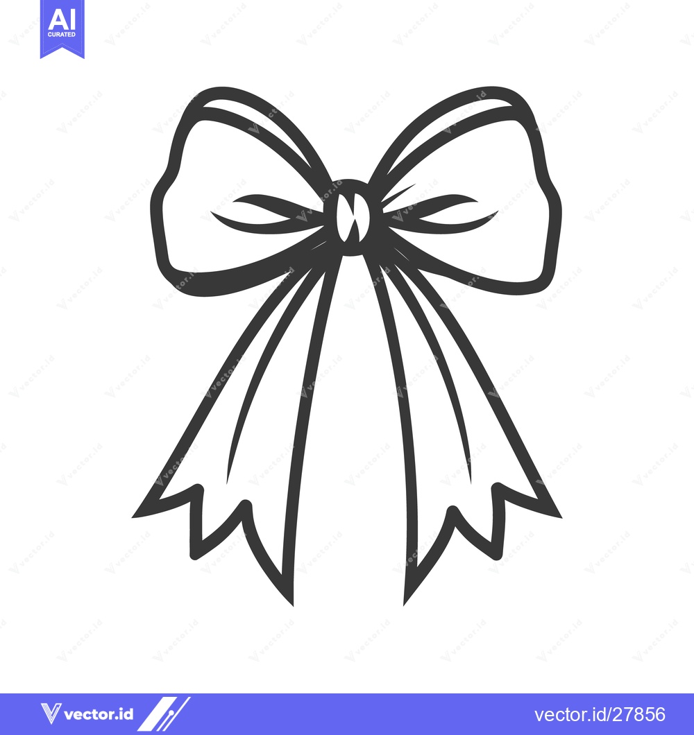 Premium Vector dari Simple monochrome line drawing of a decorative ribbon bow