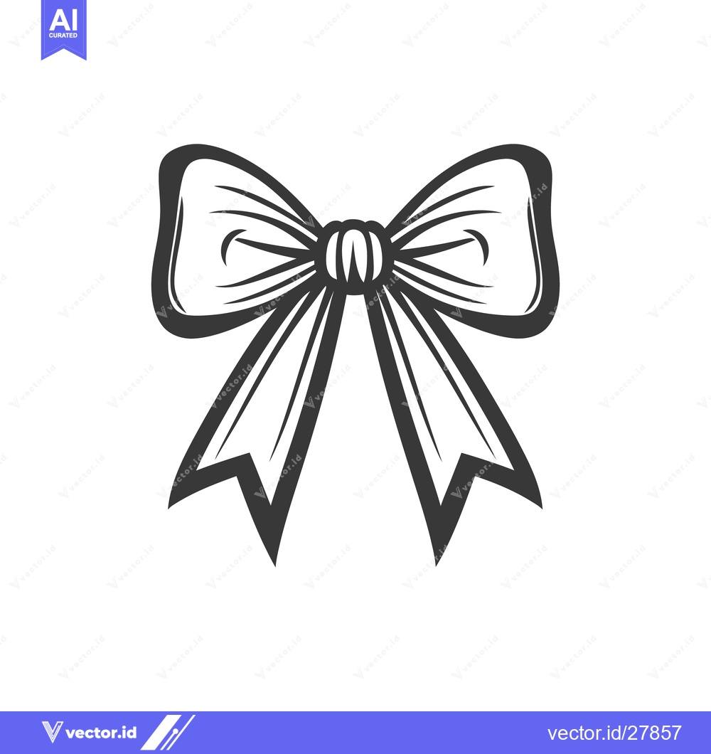 Premium Vector dari An illustrated monochrome bow with ribbons and symmetrical design