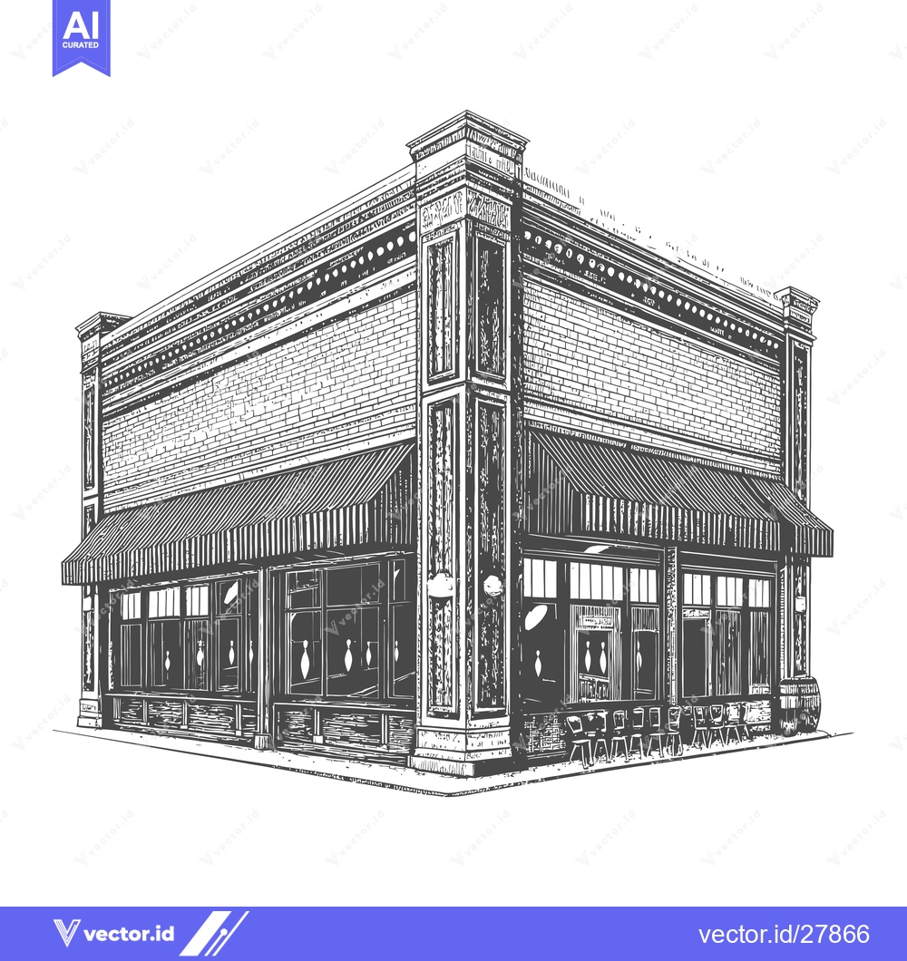 Premium Vector dari Vintage Brick Bowling Alley Building Illustration