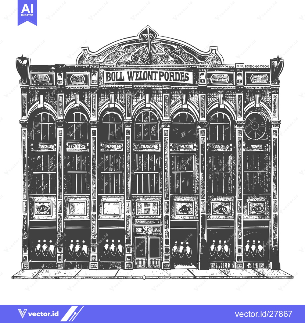 Premium Vector dari Ornate Building Facade Boll Welont Pordes Detailed Drawing