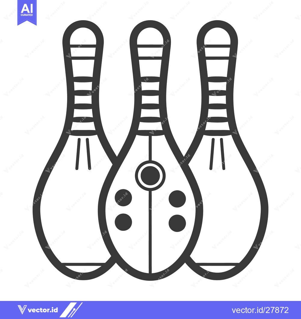 Premium Vector dari Three bowling pins are lined up in a black and white image