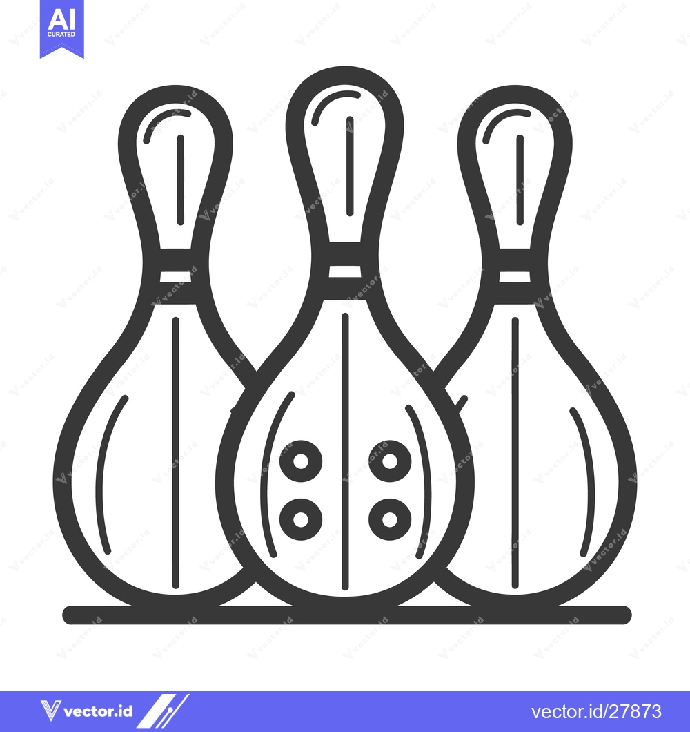Premium Vector of Three bowling pins standing close together ready for play