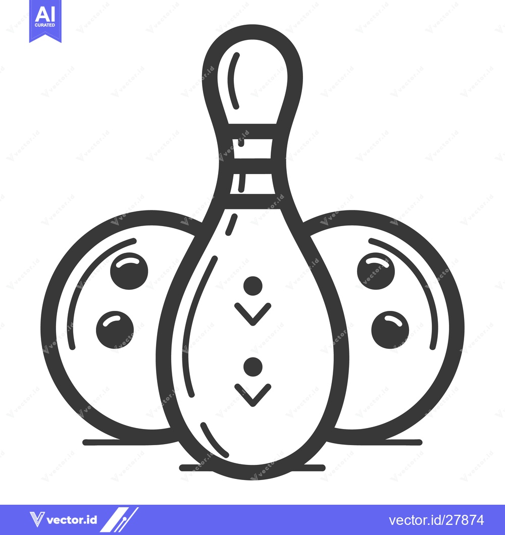 Premium Vector dari Simple black and white illustration of bowling pin and balls