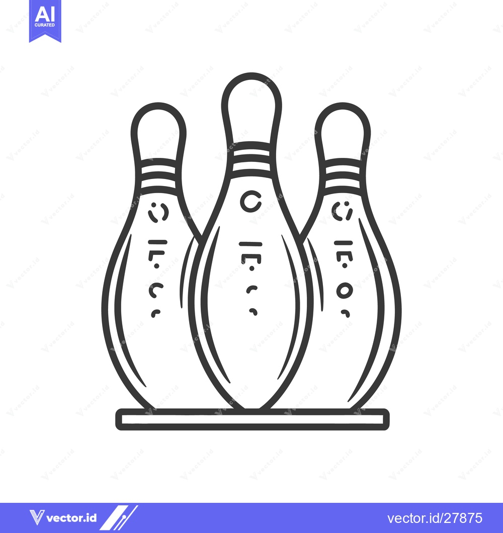 Premium Vector dari Three bowling pins standing together on a flat rectangular platform