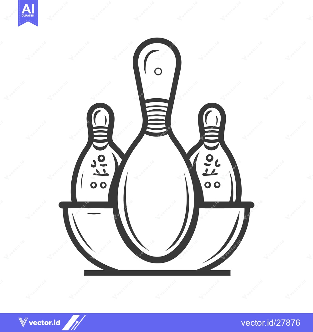Premium Vector dari Three bowling pins standing together in a semi circular holder