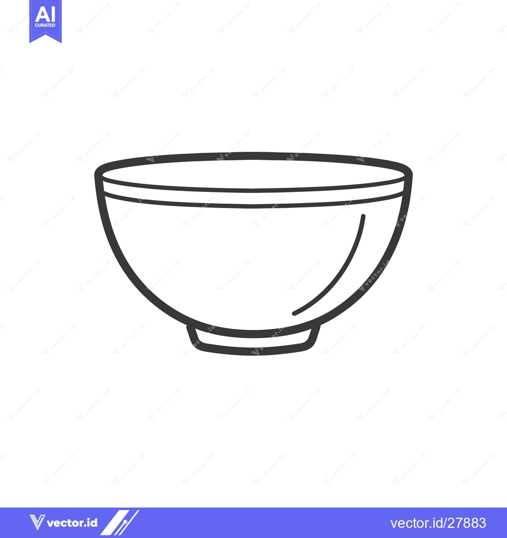 Premium Vector of A simple white ceramic bowl is shown against a white background