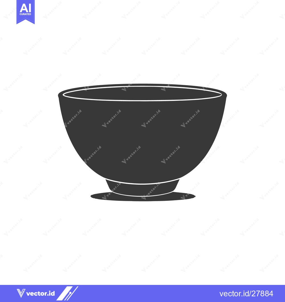 Premium Vector dari A simple silhouette of a dark colored bowl on a white background