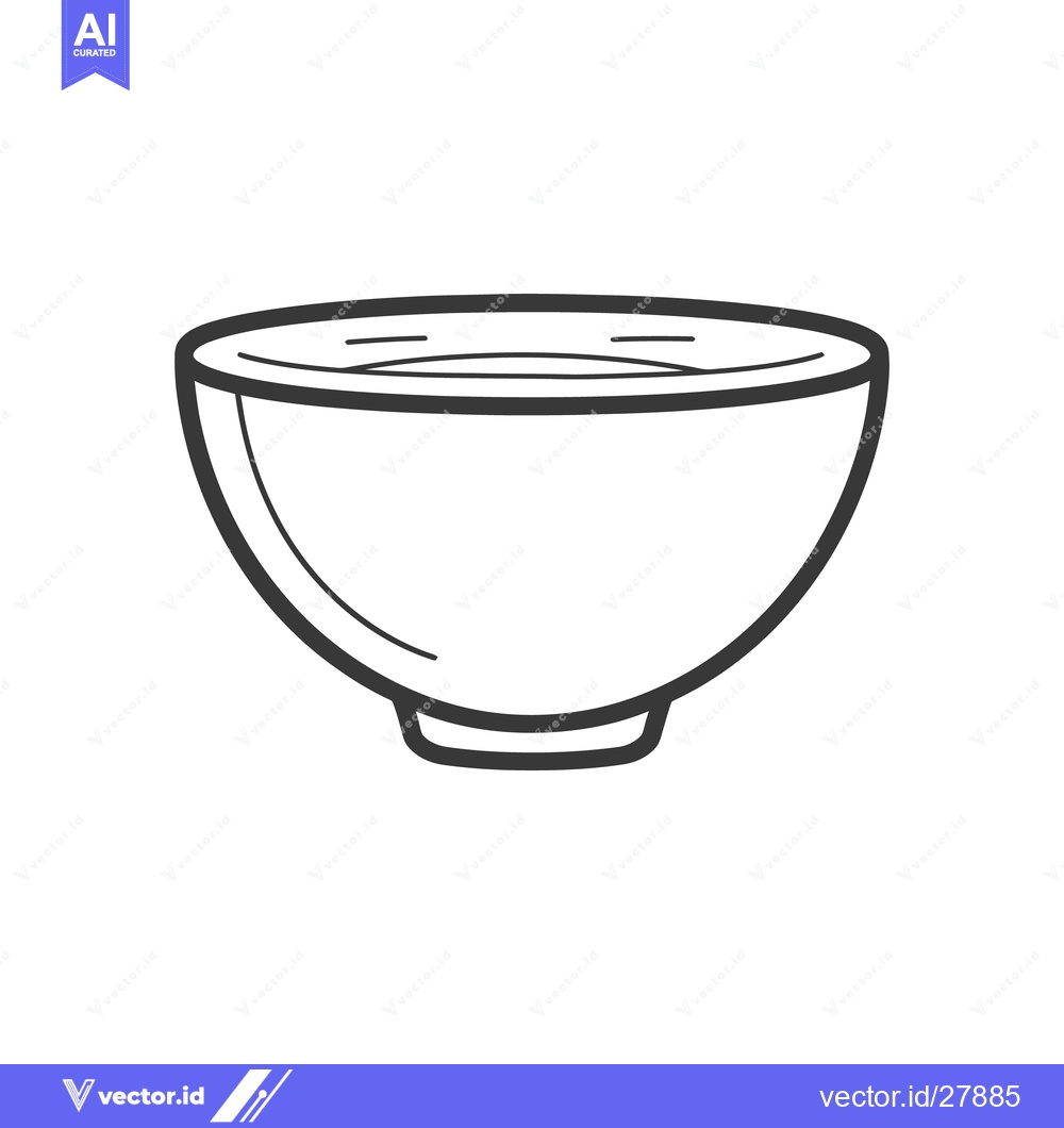Premium Vector dari A simple white bowl image with distinct black outlines drawn