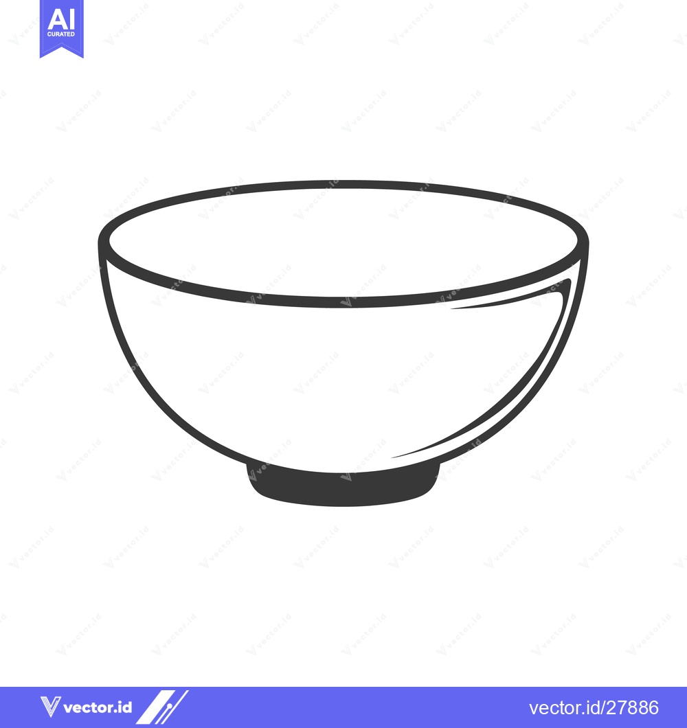 Premium Vector dari A single empty white bowl is shown from the side angle