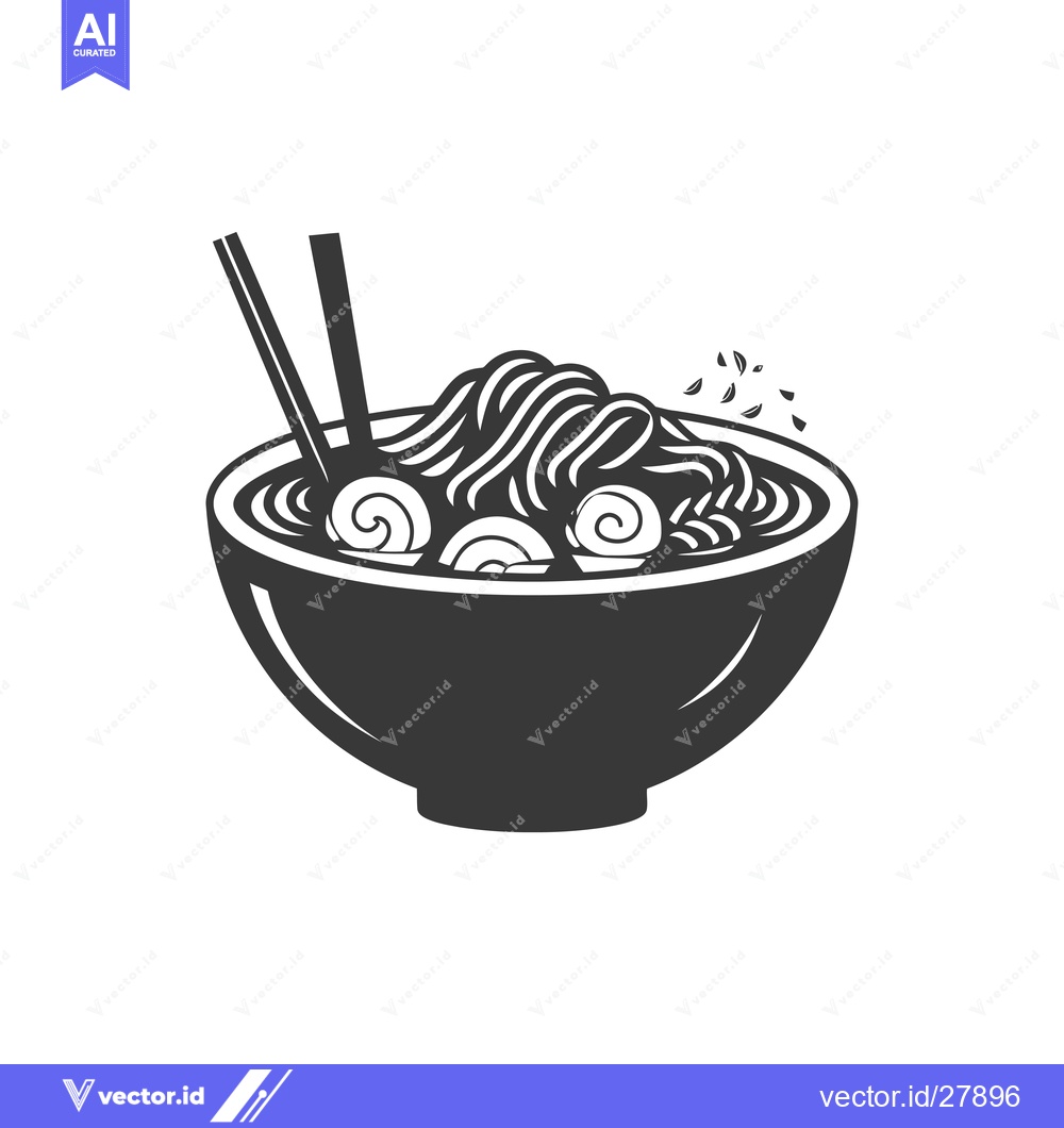 Premium Vector of Bowl of Ramen Noodles with Chopsticks and Garnish