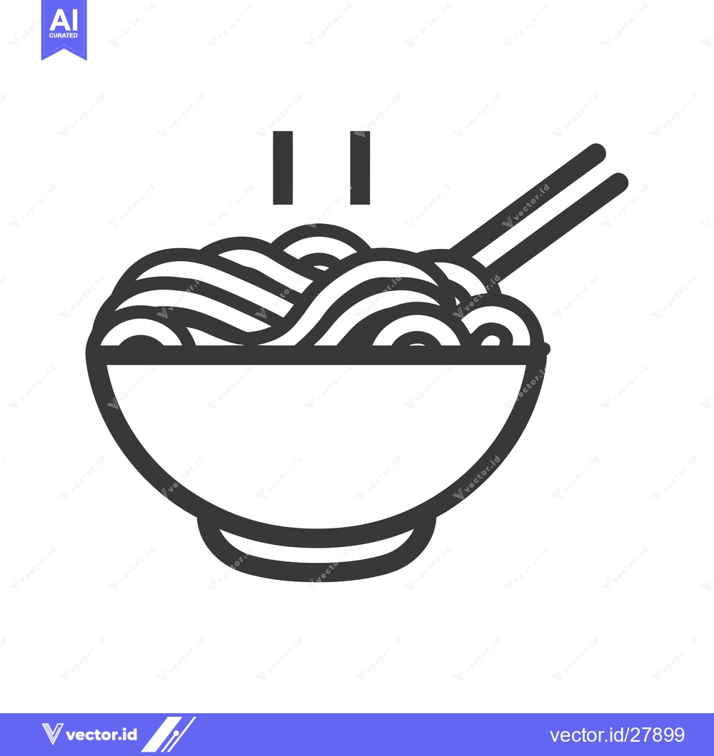Premium Vector dari Bowl of Steaming Noodles with Chopsticks