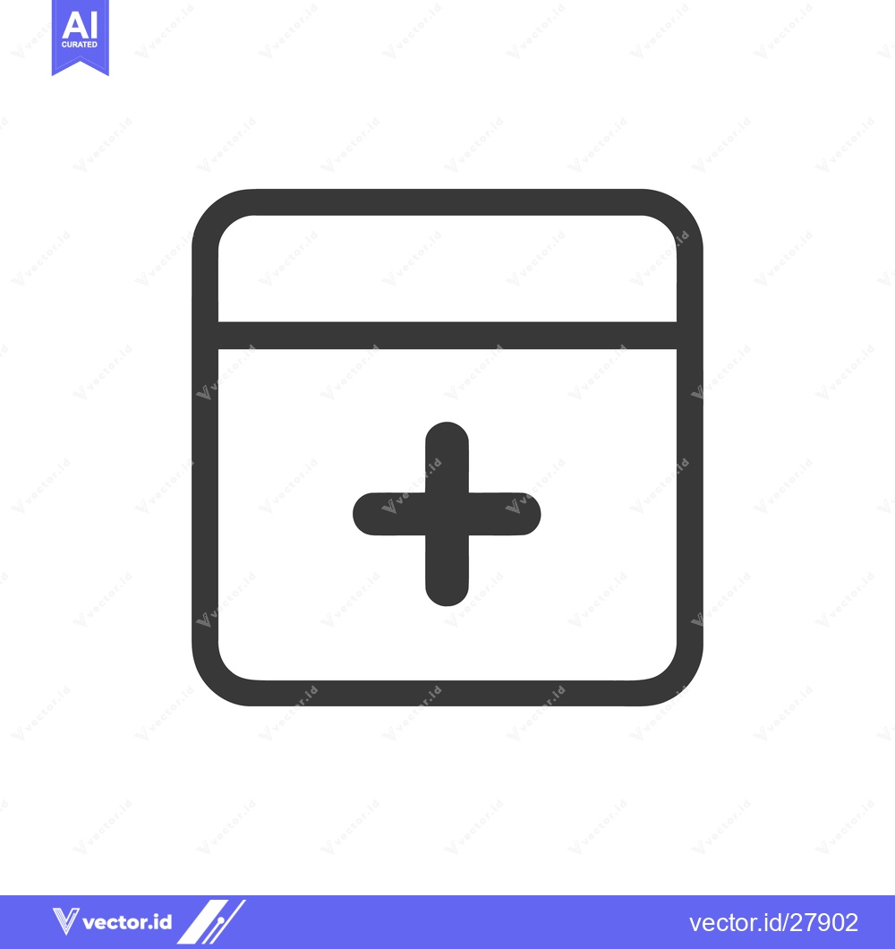 Premium Vector dari Minimalist Calendar Icon with Plus Sign in Dark Gray on White Backgrou