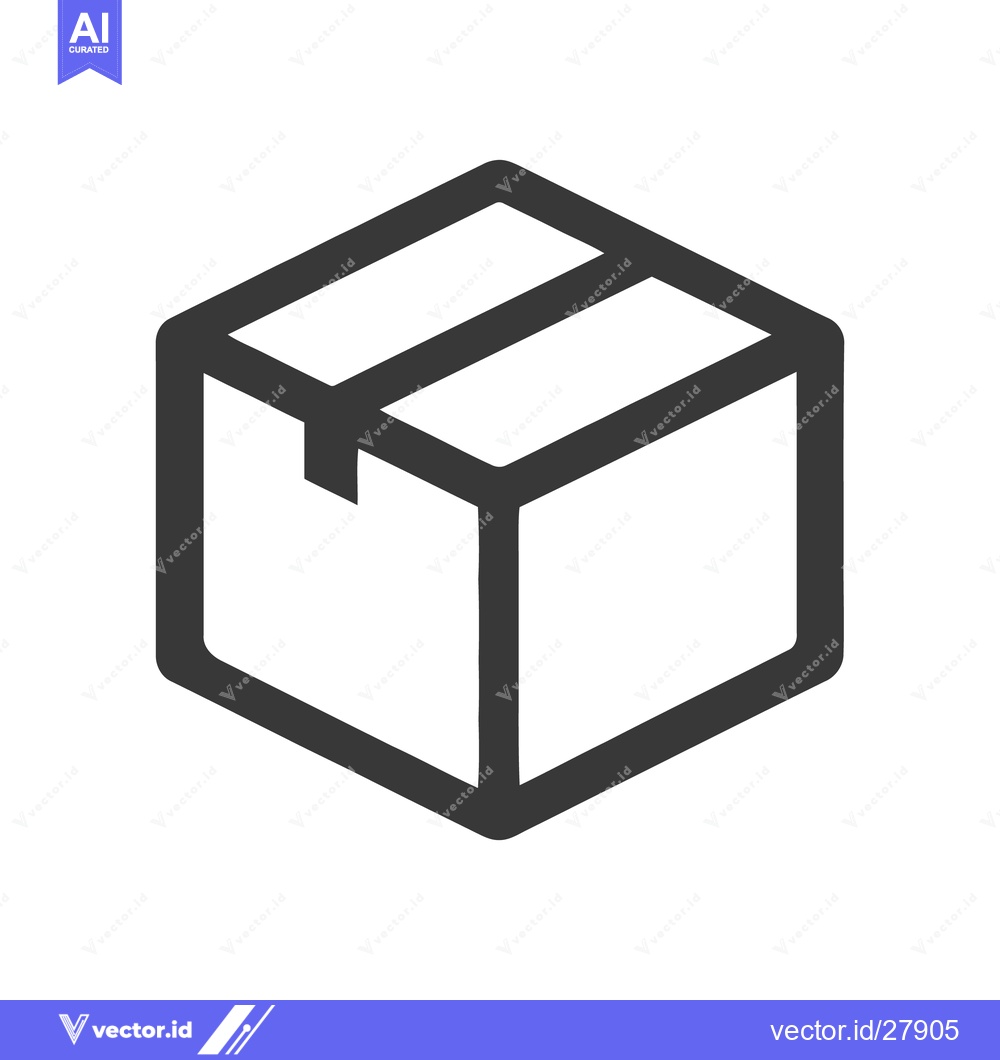 Premium Vector dari Minimalist Dark Gray Box Icon on White Background, Isometric View