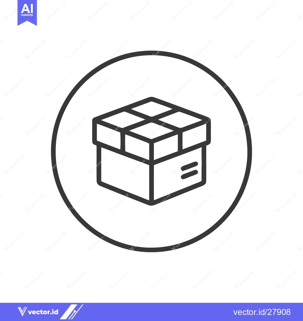 Premium Vector of Minimalist Box Icon: Simple Outline Design in Circle Frame on White Ba