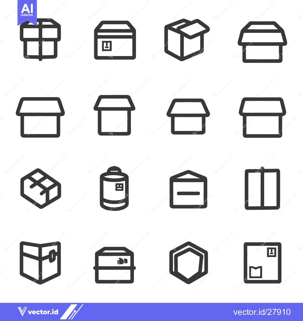Premium Vector dari Vector illustrations of various box and container outlines in style