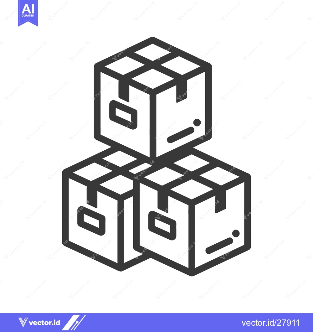 Premium Vector of Three Stacking Cardboard Boxes Depicted Through Simple Black Lines