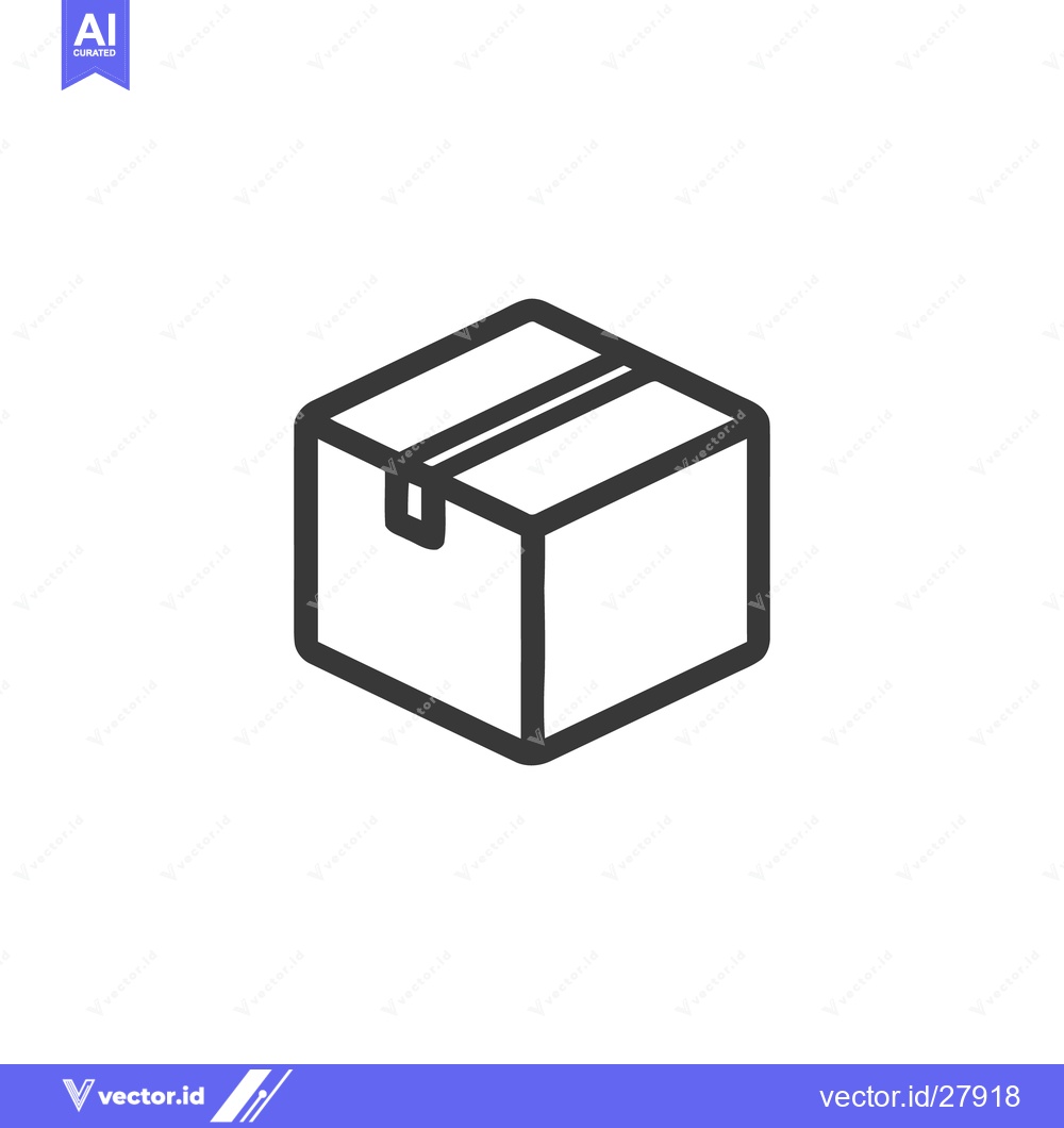 Premium Vector dari Minimalist Outline of a Sealed Cardboard Box on White Background