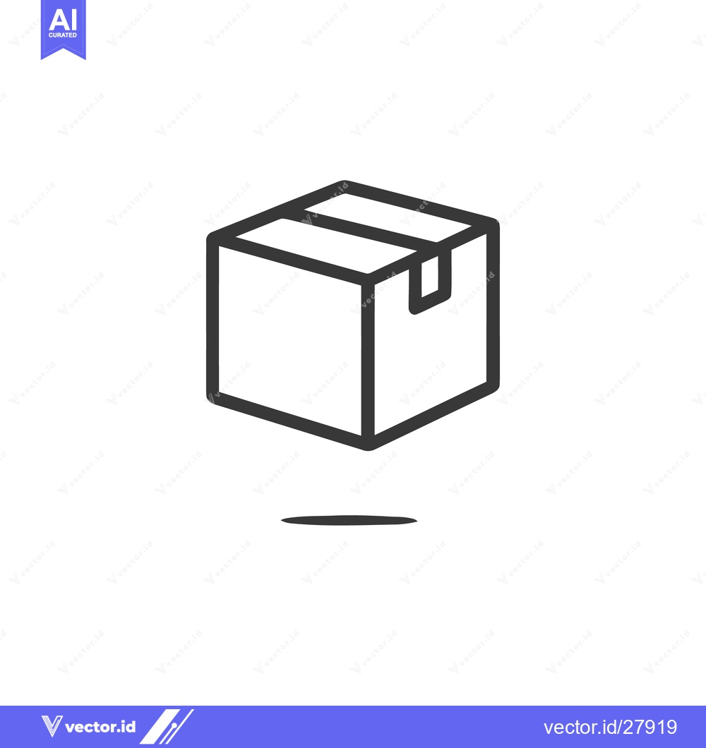 Premium Vector dari Minimalist Box Icon with Shadow, Isolated on White Background